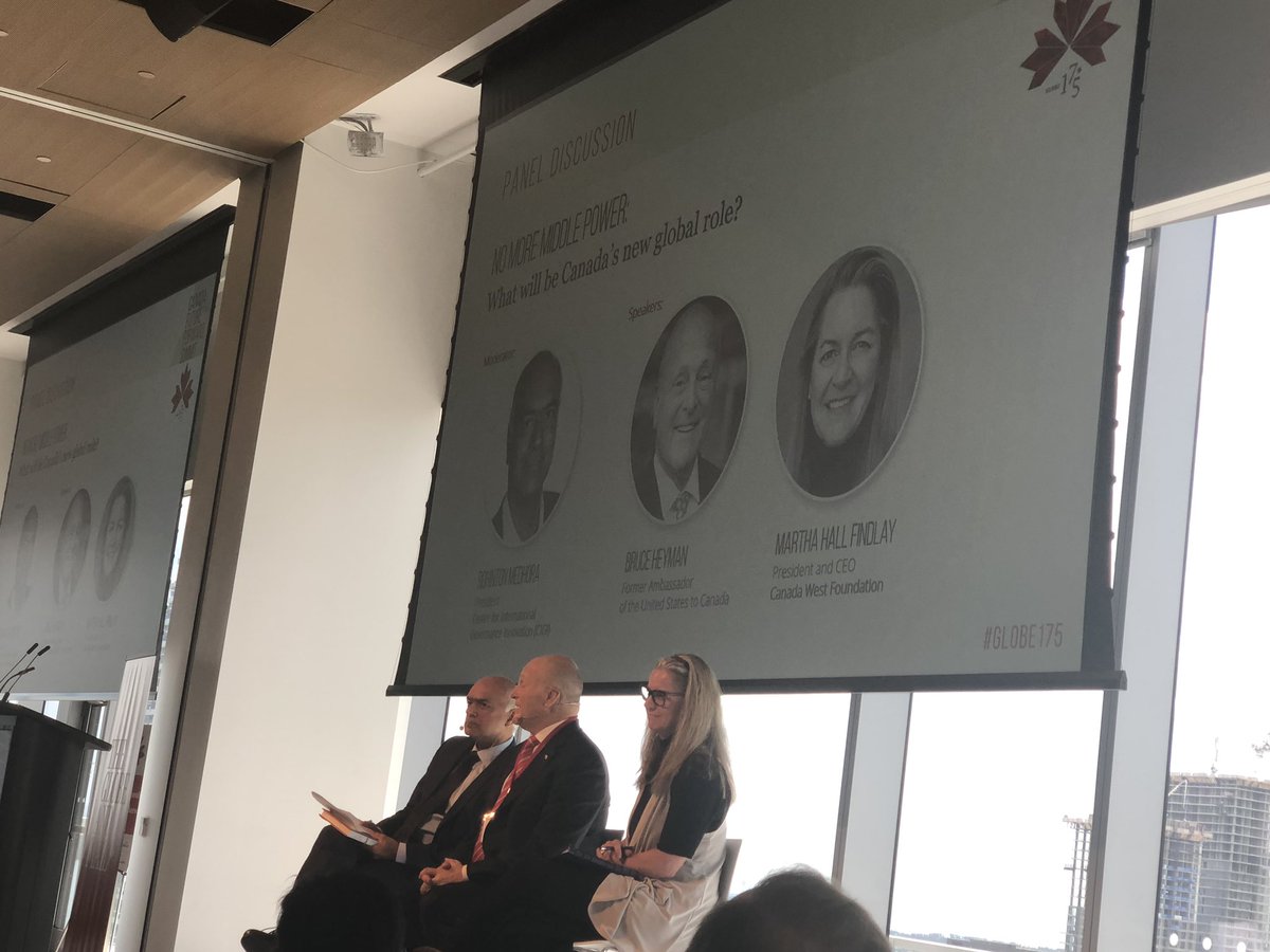 Does Canada belong in the #G7 if not for our GDP then for our ability to influence? Good discussion with @MHallFindlay and former USA ambassador to Canada @BruceAHeyman #cdnpoli @TheGlobeEvents #Globe175