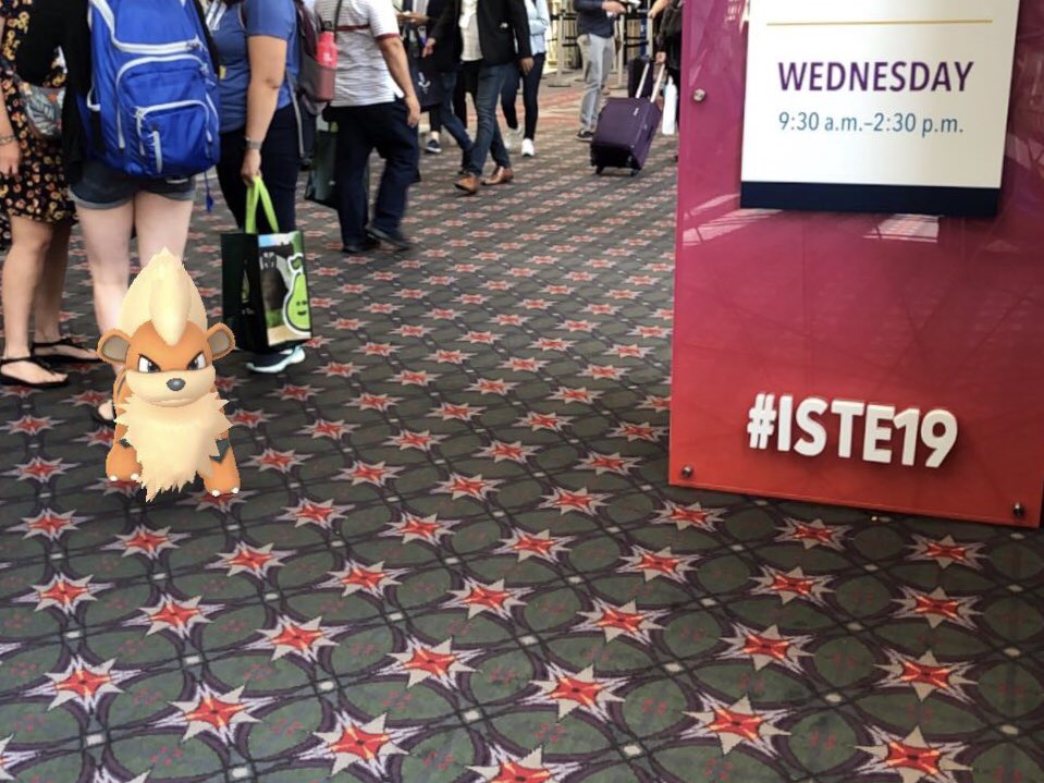 kbputster's tweet photo. A wild Growlithe appeared! #iste19 #pokemongo https://t.co/XFypO1m5Y7