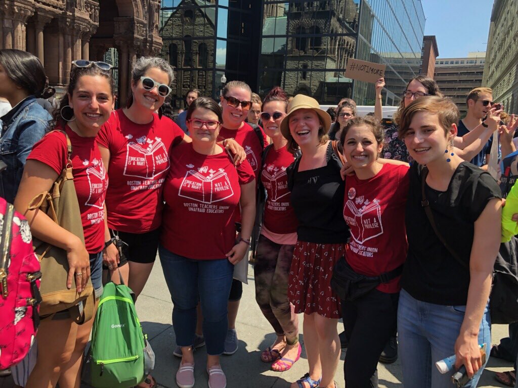 BTU66's tweet photo. BTU #UnafraidEducators joining the #WayfairWalkout, standing against detention camps and standing with those hoping for a better life in our country https://t.co/3B4ryXt1S7