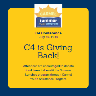 Attending the <a href="/C4_Conference/">#C4</a> on July 10th?  Bring a canned good or nonperishable food item to the conference on July 10th  to benefit the Carmel Youth Assistance Program's Summer Lunch Food Drive!  Click here for more details: drive.google.com/file/d/16RDsoX… <a href="/myccs/">Carmel Clay Schools</a> <a href="/INeLearn/">Indiana Digital Learning</a>