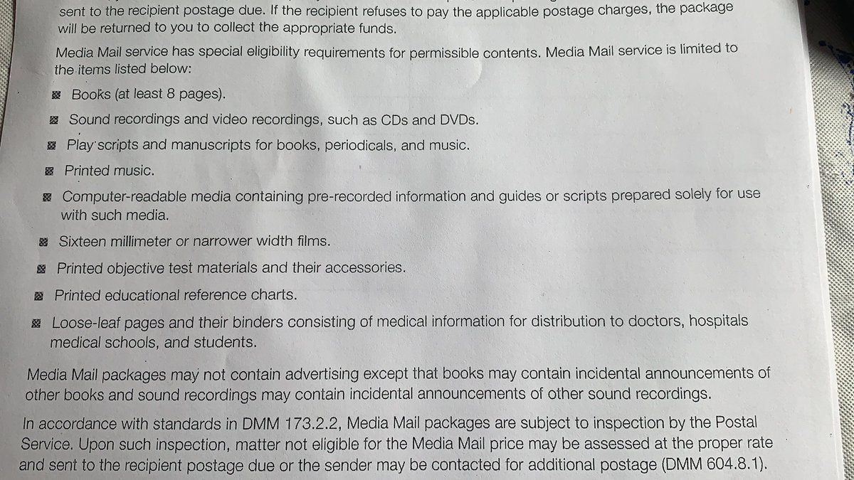 2019 Media Mail Rate Chart