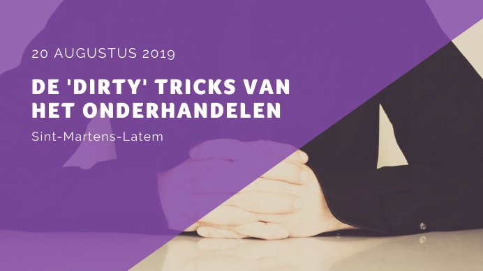 Onderhandelen met je klant, leverancier, regiomanager, bank of verzekeraar? Je doet het meer dan je denkt en vaak worden #dirtytricks niet geschuwd. Volg deze opleiding om je positie bij het #onderhandelen te versterken! bit.ly/31XfUk6