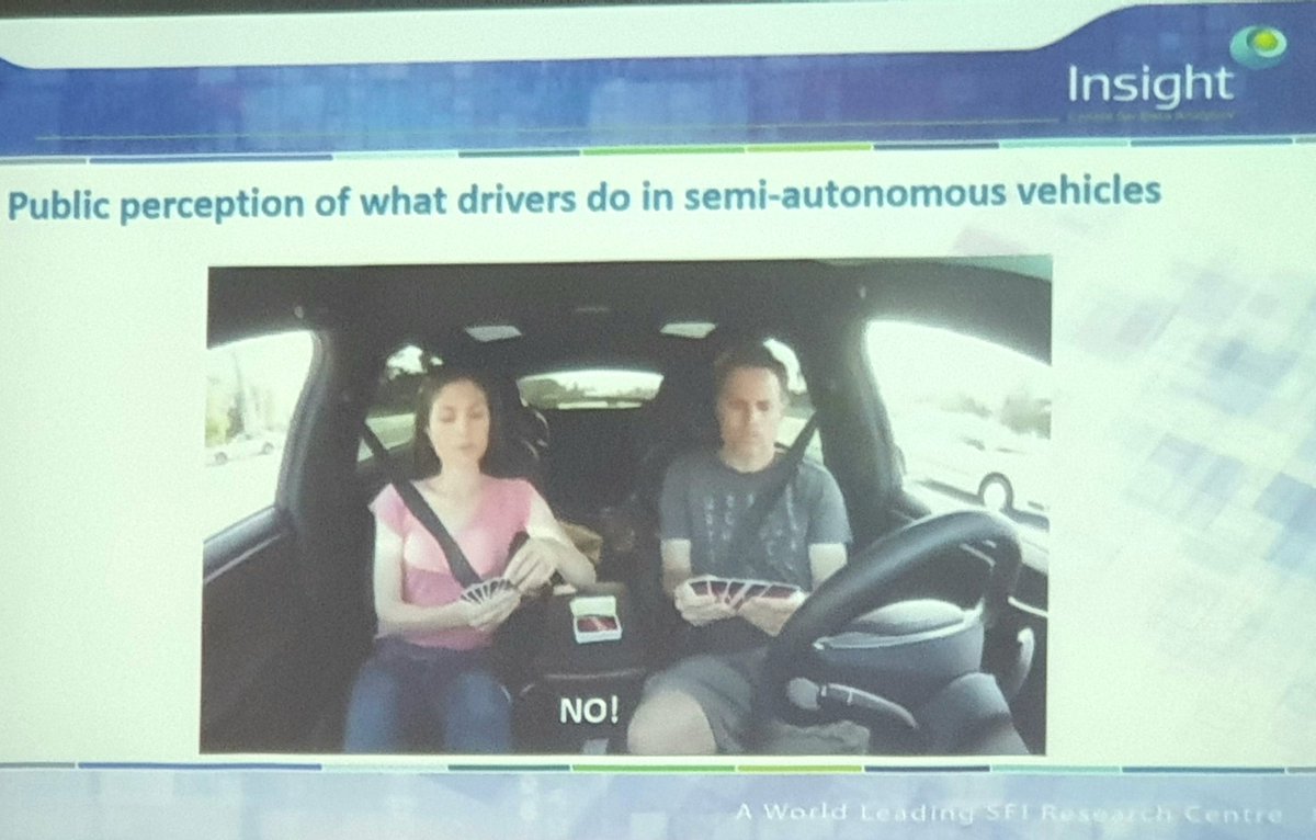 PyDataDublin's tweet photo. Public perception of what drives do in semi-autonomous vehicles - This is not the case! - @suz_research #PyDataDUB https://t.co/dvqQ1Gqs5t