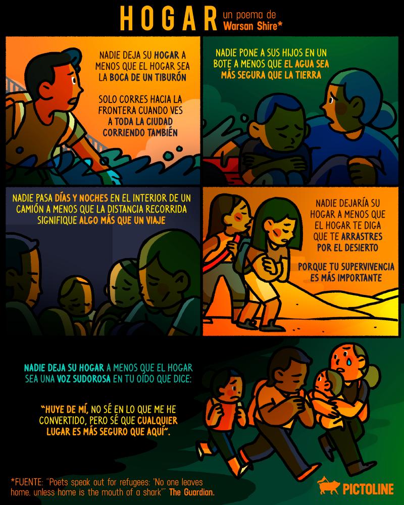pictoline's tweet image. "Solo abandonas tu hogar cuando el hogar no deja que te quedes" 😞
Un poema de la escritora Warsan Shire sobre la crisis migratoria: