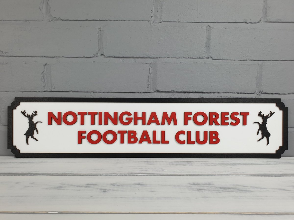 PioneerCraftsUK's tweet photo. Made this Nottingham Forest FC street sign for a friend today. Very happy with the result. Get in touch if you would like something custom making. #streetsign #streetsigns #lasercut #fanart #nottinghamforest #handmade #etsy  #customhandmade #wood #signage #giftsforhim https://t.co/baDXNFqMZl