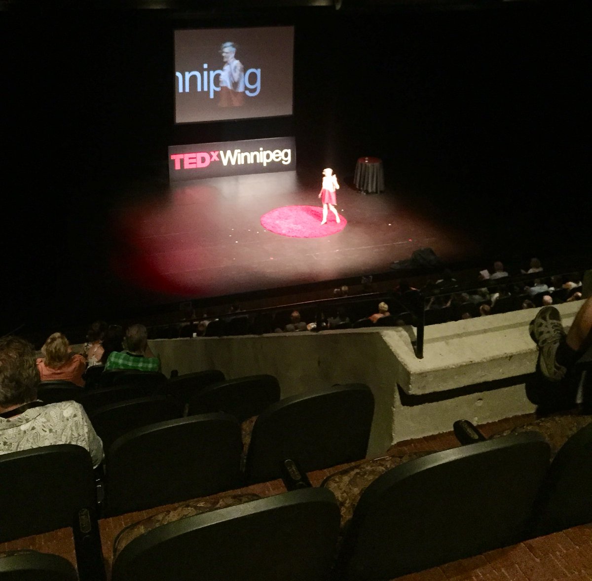 View from the top-such a diverse and informative array of speakers here today, and we’re only half done! Loving #kerritwigg’s ‘sneak peek’ into the future of work 👏<a href="/TEDxWinnipeg/">TEDxWinnipeg</a> #tedxwinnipeg #tedxwpg2019