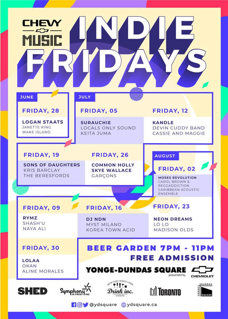 exclaimdotca's tweet photo. #ChevyMusicIndieFridays at @YDSquare is kicking off its free summer concert series with performances from @deejayndn, @neondreams, @common_holly and more. Details here: https://t.co/KqaAapyI2l https://t.co/0rIU4Q78Rh
