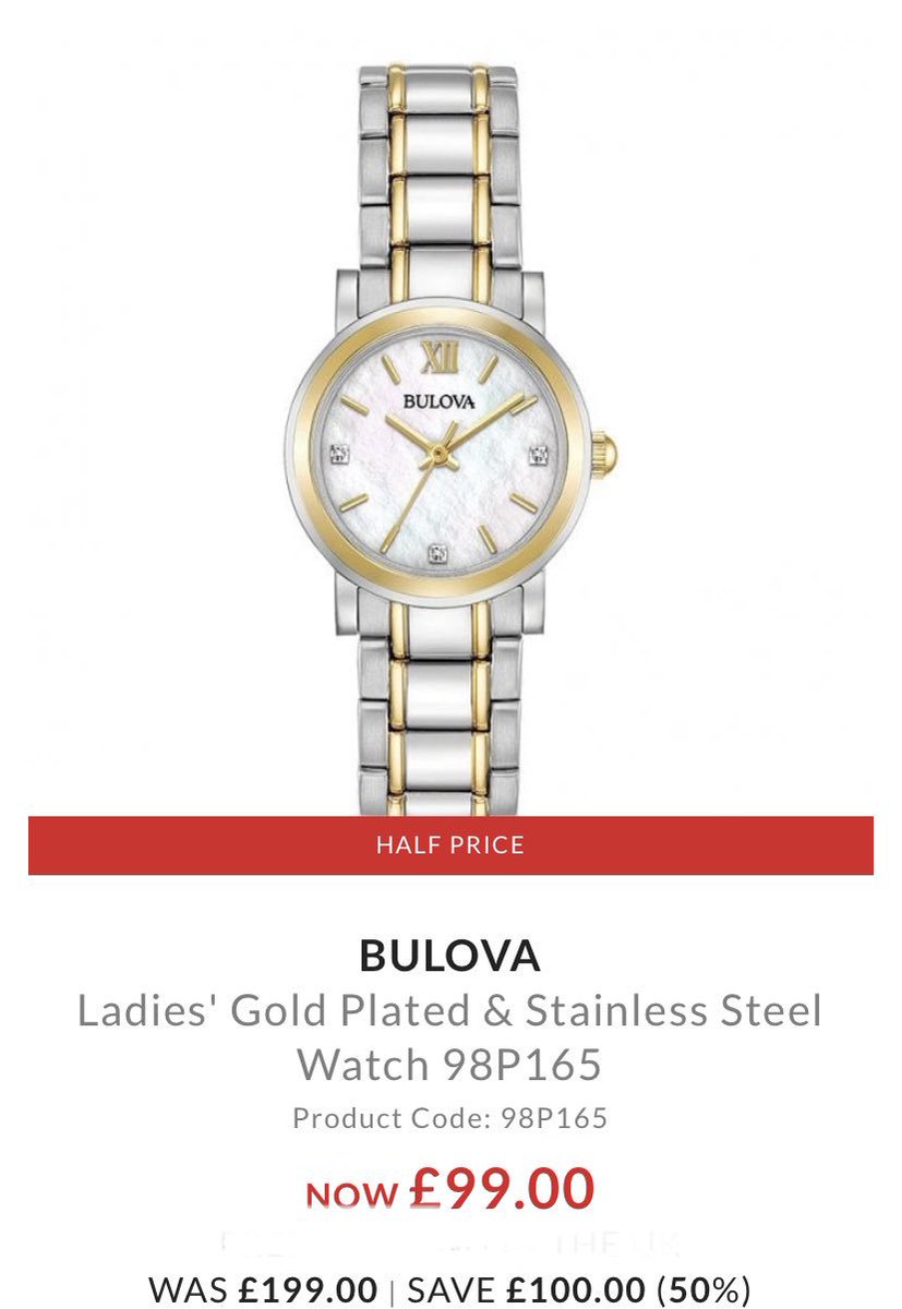 Wow, save 50% on this beautiful Ladies Bulova watch!!!! #ladieswatch #bulova #watchsale #discount #worthsoflondon #jewellery #watches #pawnbroker #Sheerness