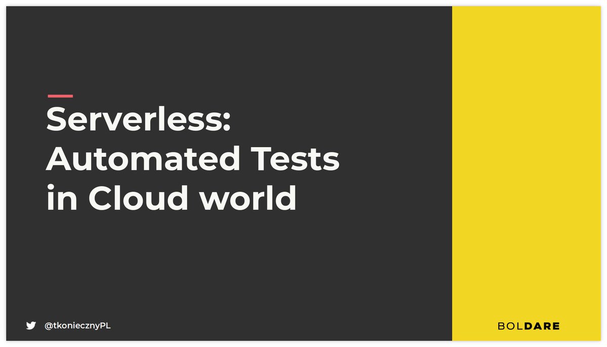 tkoniecznyPL's tweet photo. New presentation for the second part of conference season - will be even better than the previous ones 🙂
"#Serverless - Automated Tests of web apps in Cloud world"
#TestAutomation #DevOps #QualityAssurance https://t.co/X1CAlNEfuK