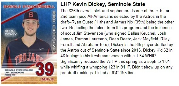DellaTora's tweet photo. Continuing our series on the @astros draftees who have signed/will sign with a look at 27th rounder Kevin Dickey (who made his professional debut yesterday in the Gulf Coast League). #Astros #MLBDraft2019 @SSCbaseball https://t.co/byeY0wXkXk