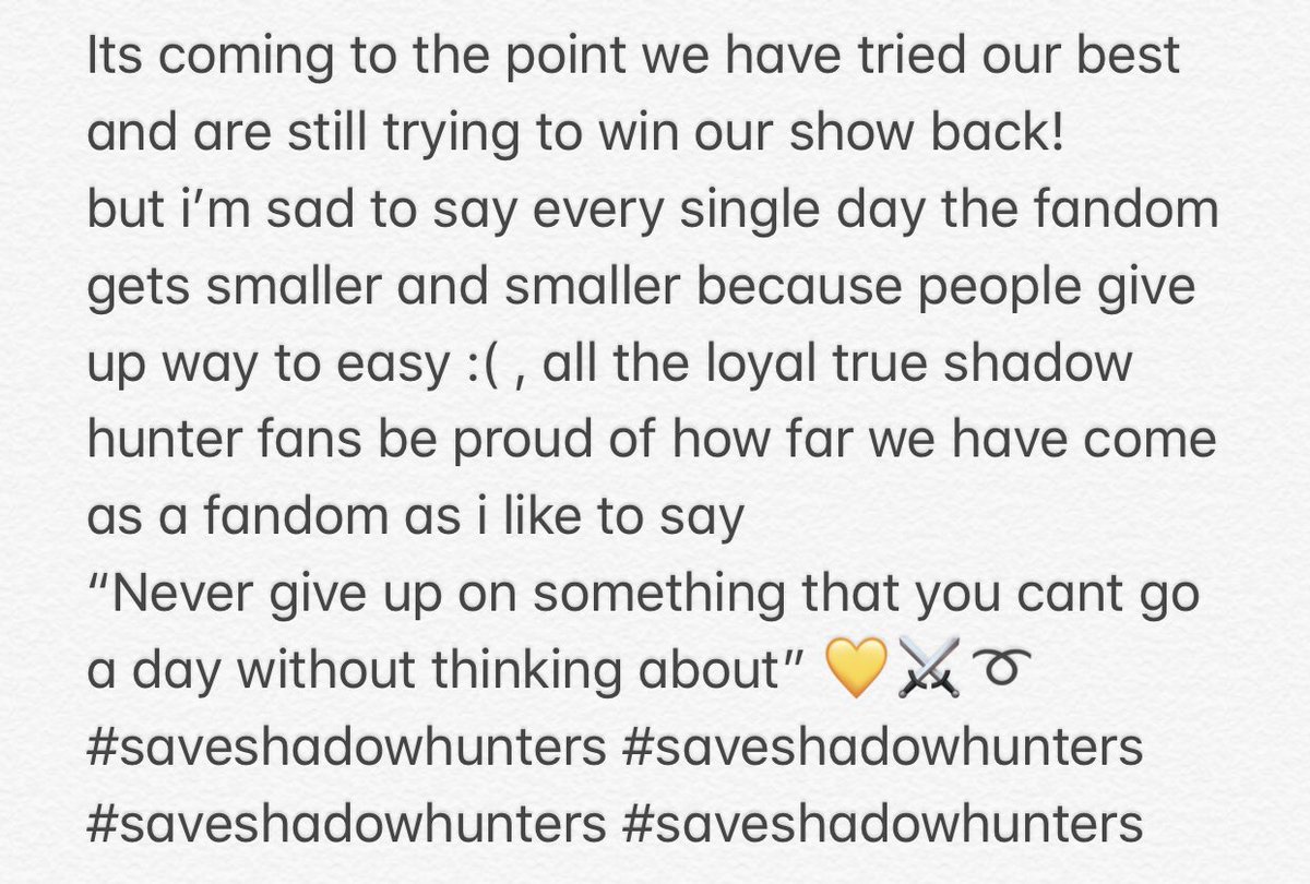 angelxclarissa's tweet photo. PLEASE TAKE TIME TO READ THIS
all shadowhunter fans please read!
WE WILL WIN THIS!!
#saveshadowhunters #postativity
πβοΈβ°πβοΈβ°πβοΈβ°πβοΈβ°π https://t.co/VoKsO0Lpjn