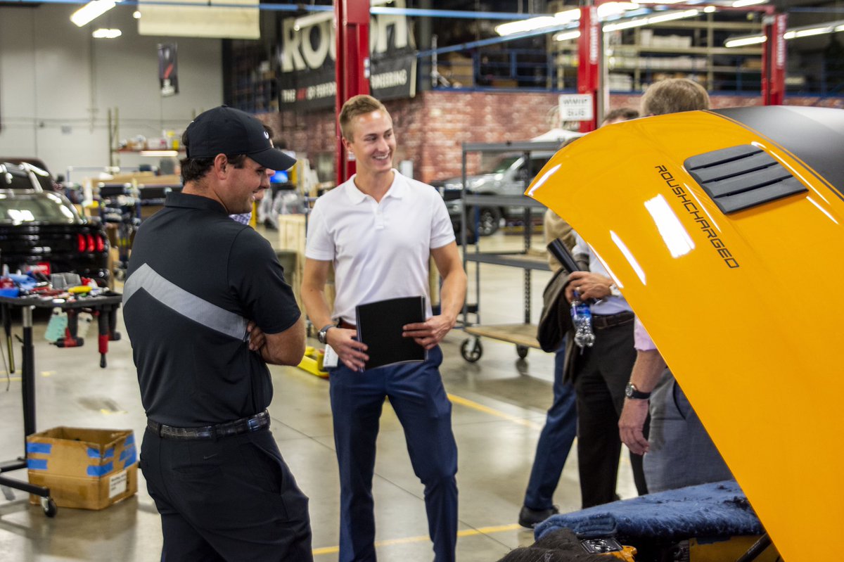 ROUSHPerf's tweet photo. We appreciate @PReedGolf stopping by the shop today to check out the all the cool things we have going on at #ROUSHPerformance! #teamroush https://t.co/4z7sPCvcvR