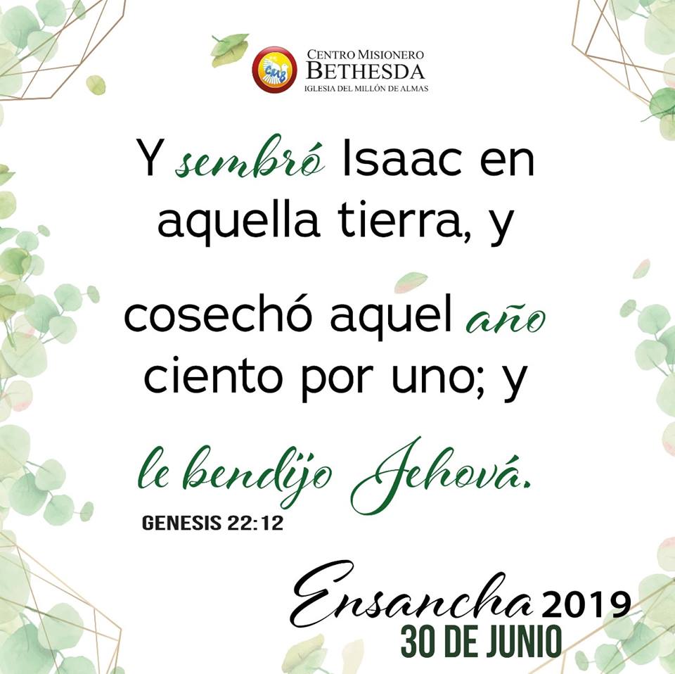 CMB_tv's tweet photo. Este 30 de junio #Ensancha2019 🌾🌾
Trae a nuestra iglesia Centro Misionero Bethesda - Iglesia del Millón de Almas tu sobre de siembra #Ensancha y recibe tu kit de siembra https://t.co/mc9yrtix7a