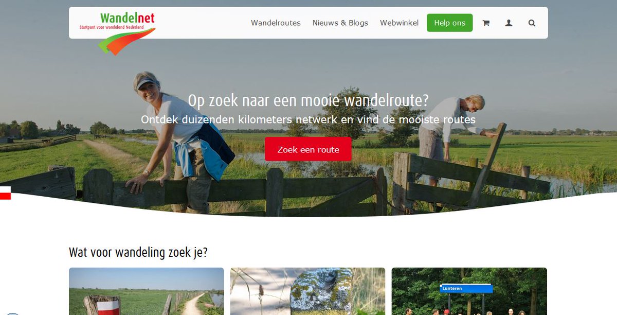 Misschien heb je het al gezien vandaag, maar Wandelnet.nl is vernieuwd! Responsive en downloaden zonder inloggen. Hard aan gewerkt achter de schermen, maar vandaag dus eindelijk live. Een mooie start om mee verder te gaan! Met dank aan <a href="/Procurios/">Procurios</a> en Irias