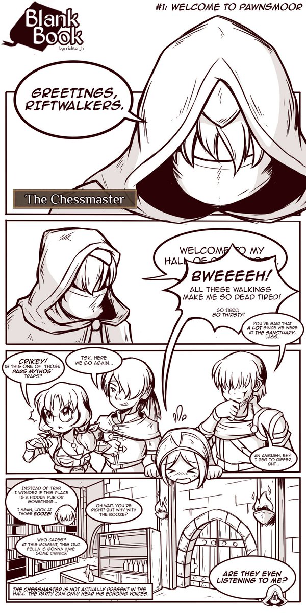 Trying on something new (not really new tho)
Before you ask, Blank Book is a comic strip series about the other side of Chessmaster's Challenge setting and story.
#eremidia #anemptytome #blankbook