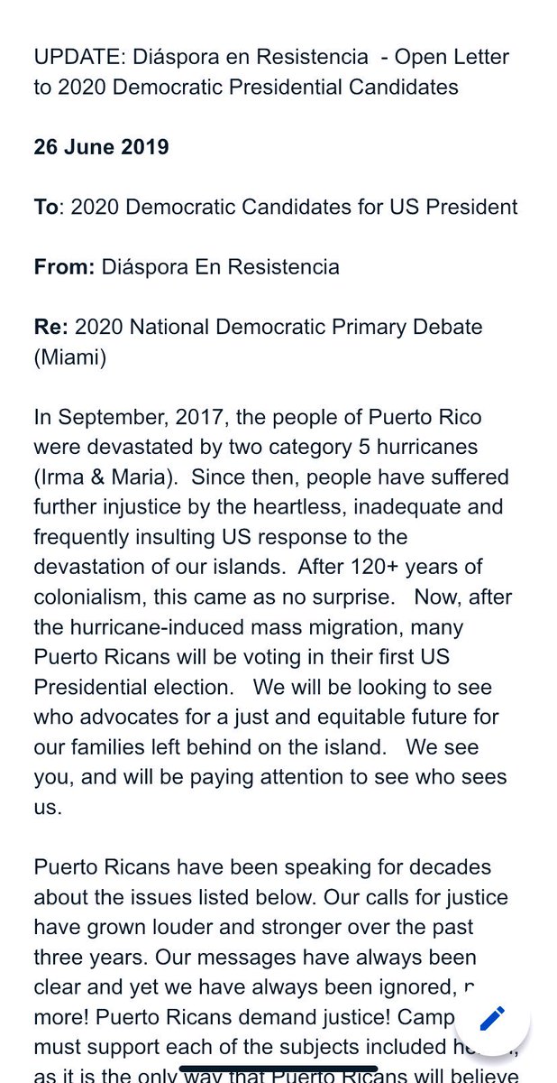 diasporaresiste's tweet photo. We sent this message to candidates. Some campaigns already responded; we see you! Those who haven’t, we also see you!
#ShowUsYourPRPolicy #PRDiasporaIsWatching #PRisWatching @SenWarren
@BetoORourke @CoryBooker @amyklobuchar @BilldeBlasio @TimRyan @Julian @TulsiPress @JayInslee https://t.co/9d4KOqg0WX