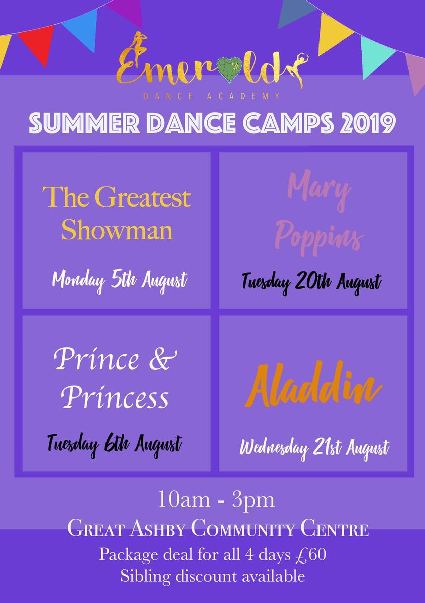 Emerald_Dance1's tweet photo. ☀️SUMMER DANCE CAMP☀️

Come and join Emerald Dance Academy this August for some summer dance fun with our themed dance camp days!! 
#emeralddanceacademy #summerdancecamp #stevenage #herts #danceclasses #ballet #streetdance #musicaltheatre https://t.co/XheBS5MIMW