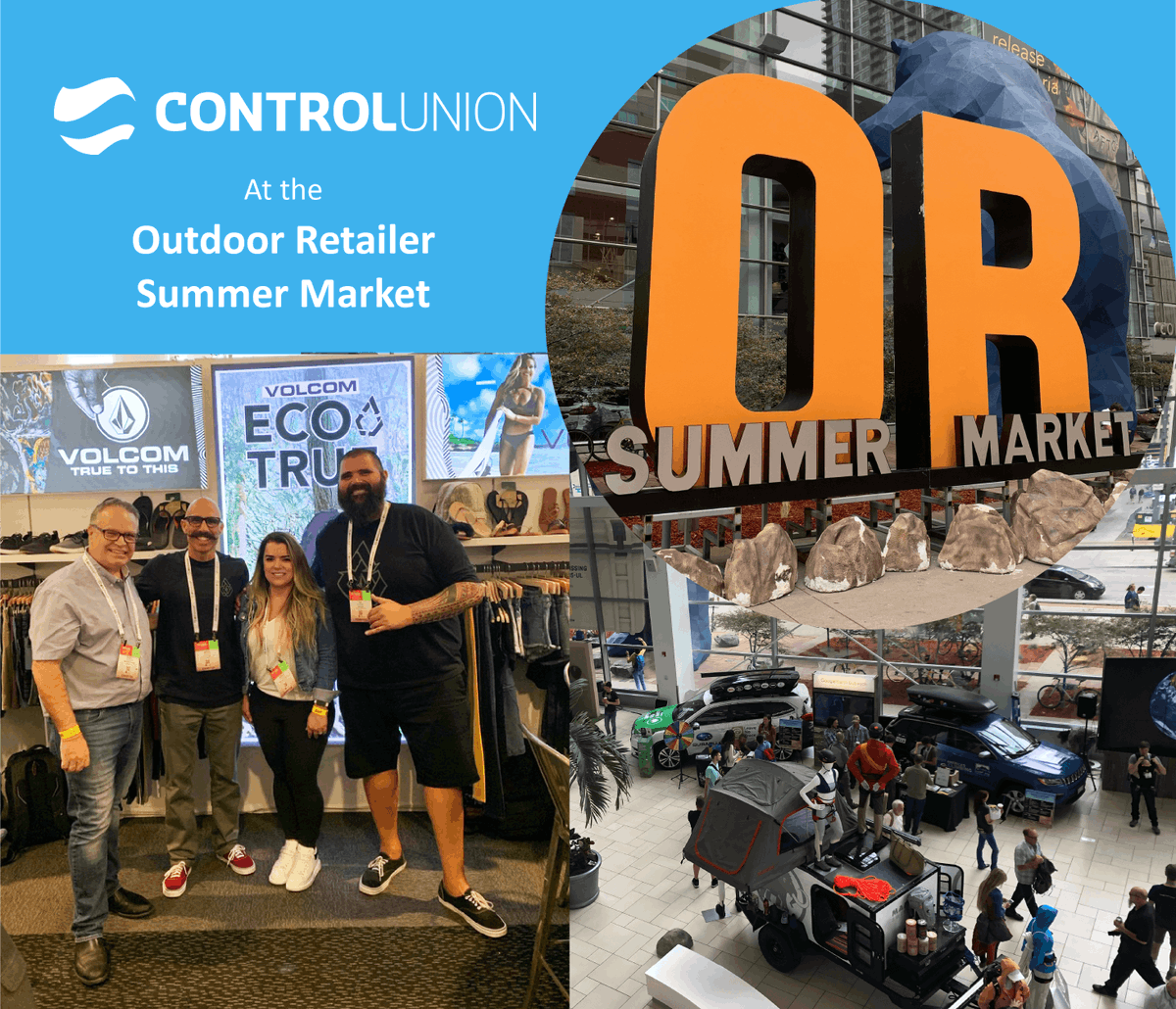 ControlUnionNA's tweet photo. CU at this year’s Outdoor Retailer! Sustainable materials are extremely important for the products of this industry. With focus on the experiences of the great outdoors and wonderment of nature, sustainable materials are paramount to the future of this enjoyment of Mother Nature! https://t.co/40wEy6PBO7