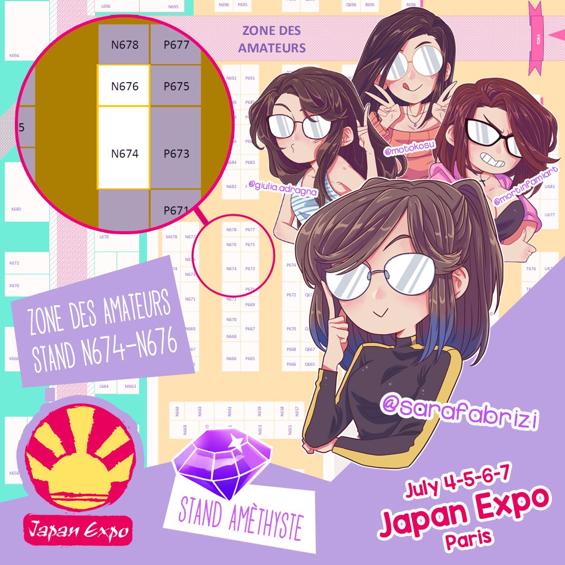 Hi guys!!! ?I'm happy to announce that I'll be at JAPAN EXPO this year! ✨ I'll have a wonderful table with @MortinfamiART, @heylaria and @Giulia_Adragna, if you're gonna be there come and meet us <3 you'll find us at our stand number N674/N676 ~ #japanexpo2019 #japanexpo 