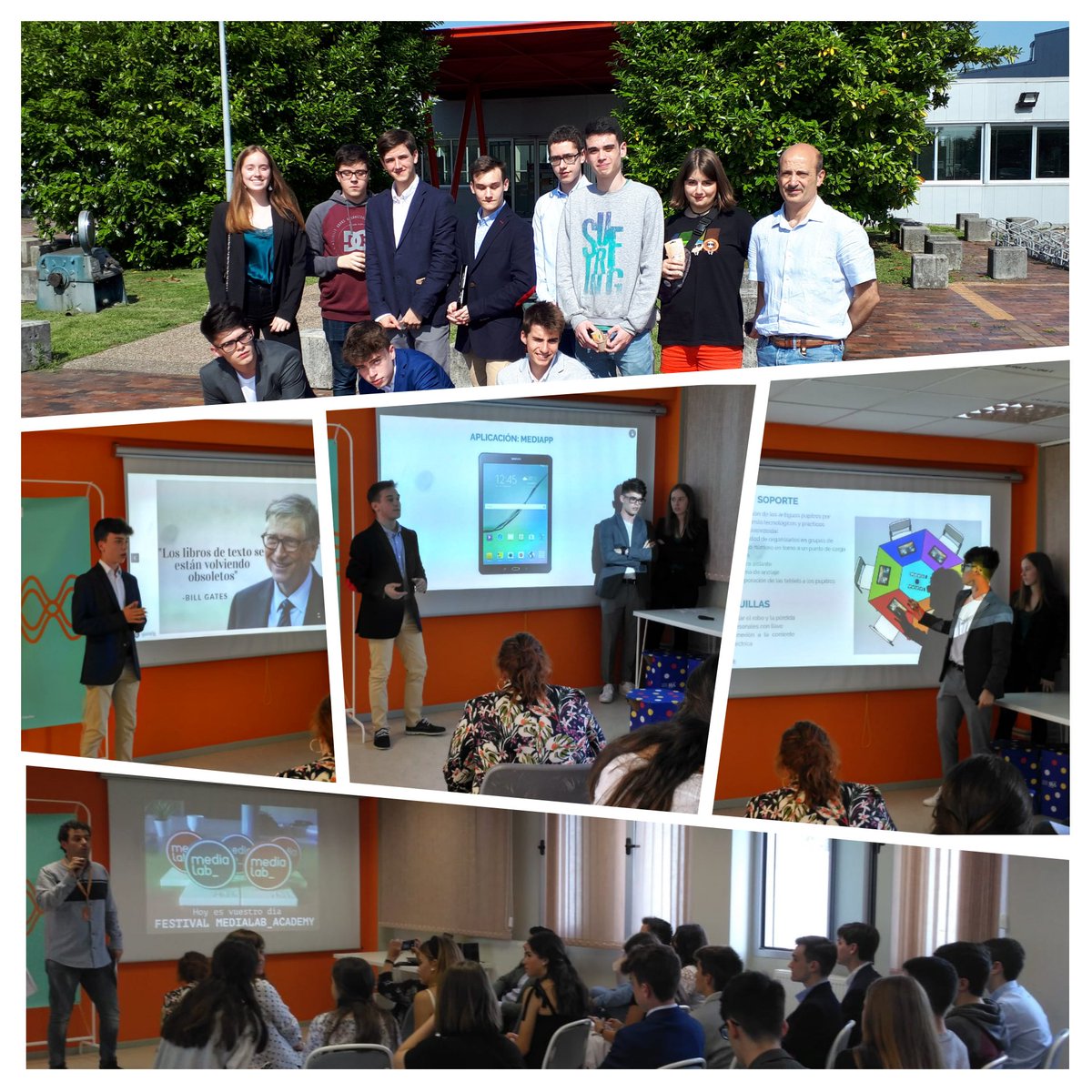 codemagijon's tweet image. Alumnado 4º ESO @codemagijon junto con su profesor Mariano Alías presenta en @medialab_uniovi el proyecto #CodeMedia dentro de #MedialabAcademy para mejora #DesignThinking de entornos de aula  #AprendizajeInmersivo. Enhorabuena por la idea y la presentación realizada! 👏👏👏