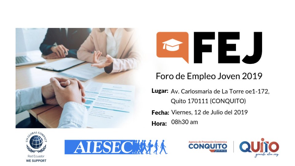 ¿Cómo tu empresa puede innovar en el mercado juvenil? Extendemos la invitación de @AIESECenEcuador al Primer Foro de Empleo Joven 2019.
📆12 de julio de 2019
▶️Inscríbete: https://t.co/iimFMyK1pZ https://t.co/RxZzgQ0rtr