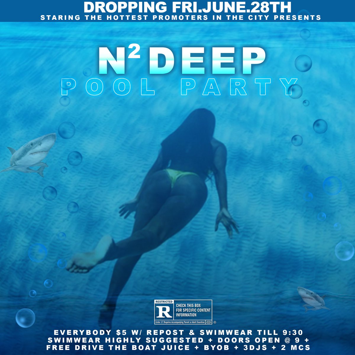 JayTheDudee's tweet photo. We Going FULL BLAST this Friday βΌοΈπ€πΎ #N2DeepPoolParty π¦π€ͺβΌοΈ 1269 Milby St. βΌοΈ $5 Before 9:30 w/ repost β»οΈ & Swimwear π #TxSU22 #TxSU20 #TxSU23 #Pv22 #Pv20 #Pv23 #UH20 #UH22 #UH23 https://t.co/aRWAa8bpG3