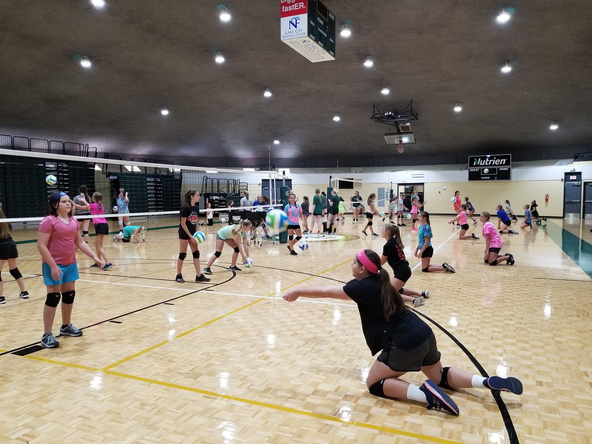 VBcoachTang's tweet photo. Excited about our 51 campers today! I know we gave them a bunch of reps and information about our great team sport! 

Our camp grows every year up from 43 campers last year! #fgcvb #wolvesUP https://t.co/5RdeKxxelw