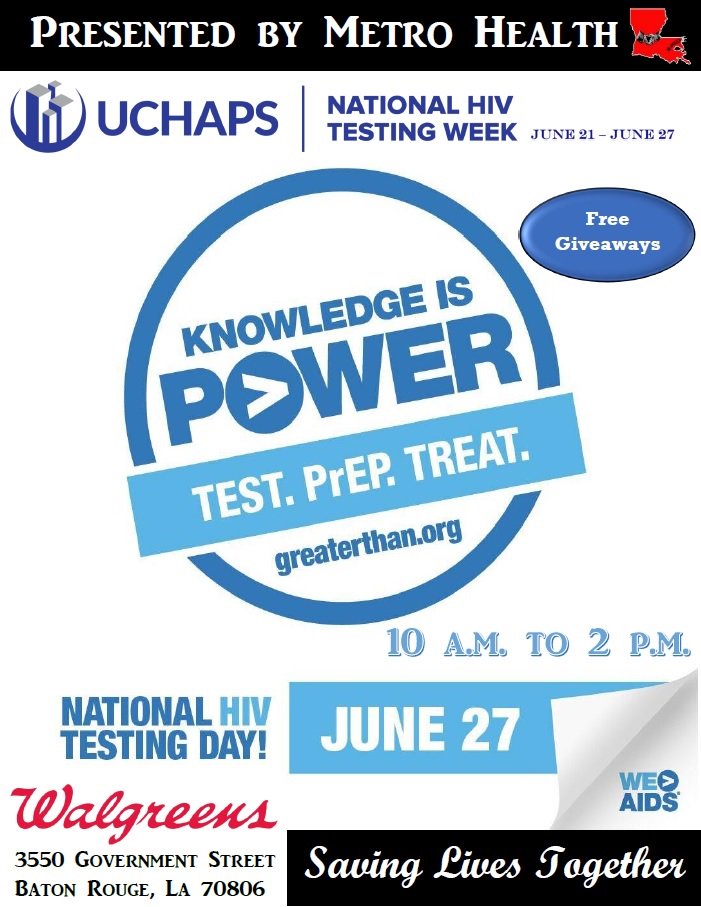Tomorrow is National HIV Testing Day and we have you covered at 3 locations. Don't miss out on this opportunity to know your status and get counseling and information on tools to prevent the transmission of HIV.  #nhtd #HIVTestingDay <a href="/UCHAPSusa/">UCHAPS</a> <a href="/GreaterThanAIDS/">Greater Than AIDS</a>  <a href="/Walgreens/">Walgreens</a>