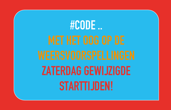 In verband met de weersverwachting voor de zaterdag zijn de starttijden van de zaterdag-onderdelen aangepast. Alle deelnemers hebben hierover inmiddels een mail ontvangen, maar toch .. zegt het voort!
(Voor de vrijdag blijft alles ongewijzigd.)
Check: zeewolde-endurance.nl/pages/2/Nieuws…