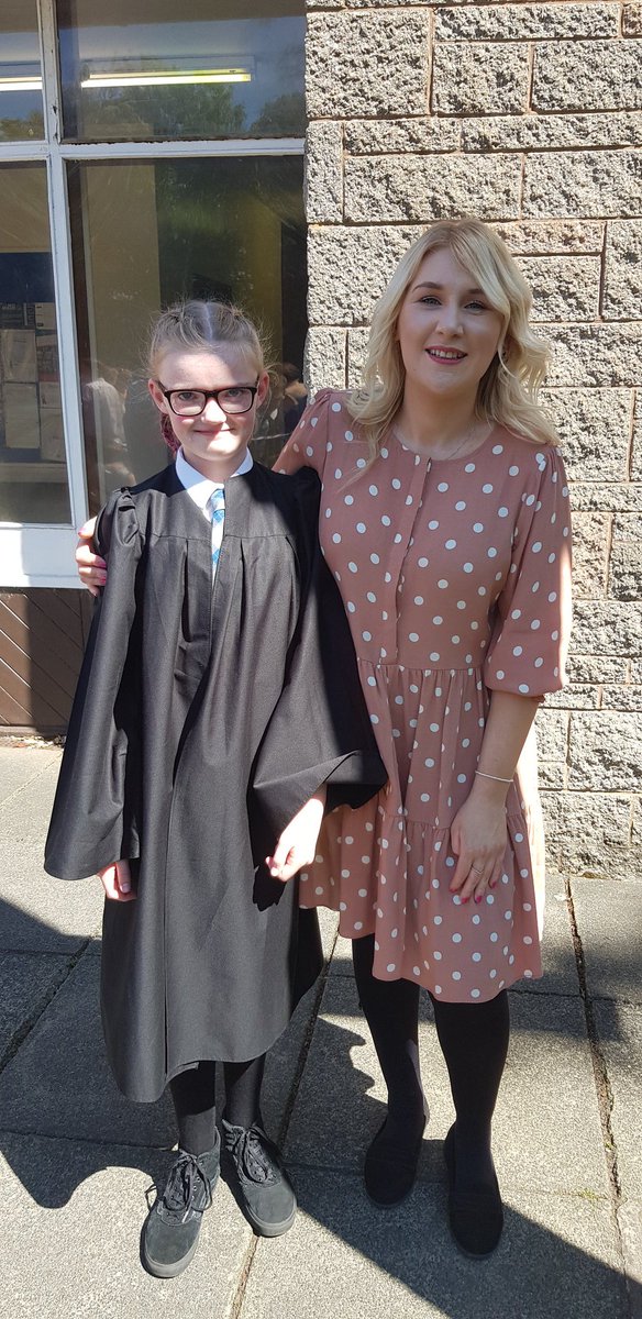 FionaT66's tweet photo. P7 graduation day. Aimee has grown so much in her 7 years @calderbridgeps. A special thanks to some great teachers who have had such a positive impact on her time at school @BurbageMiss , @MrCCalderbridg1 and @Mrs_Wilson197. Thank you. https://t.co/qANNDp5uyj