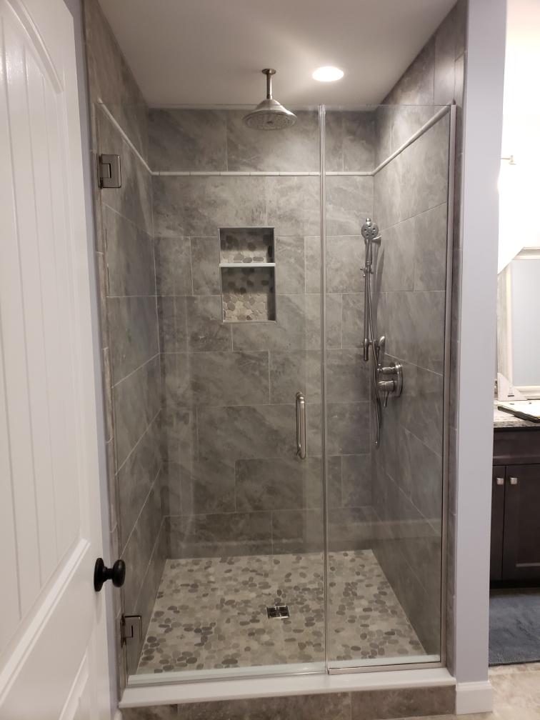 BTglass1960's tweet photo. Custom frameless shower enclosure. #brittandtilsonglass #asheville #showerenclosure #framelessshower #bathroomremodel #glass #shower #showerdoor #WNCshowerdoor #glassshower #headerless #noheader @ProRemodelMag https://t.co/EY4oxzrtYO