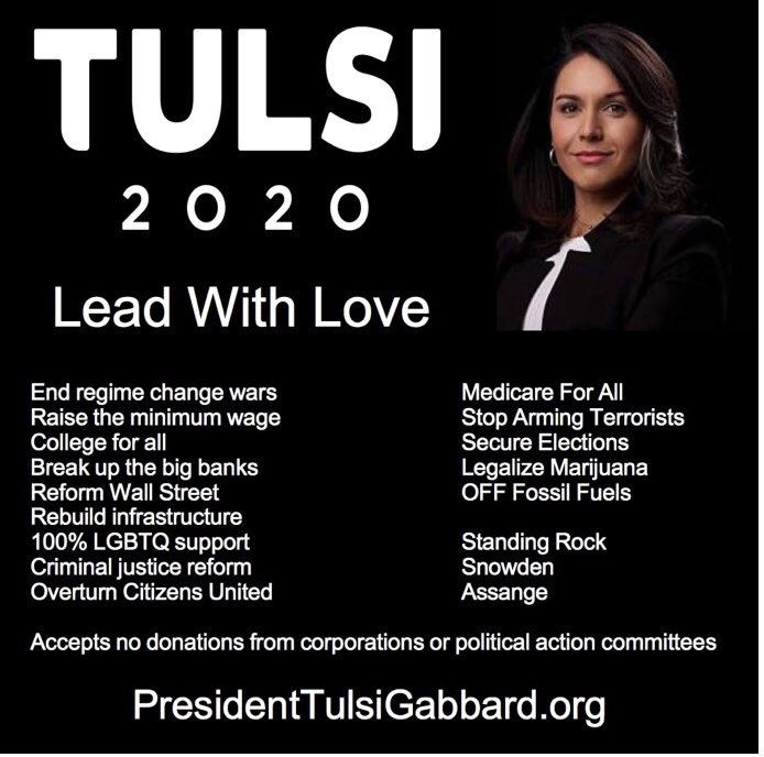 Chicago4Tulsi's tweet photo. 3 hours!! #TULSI2020 not just her stance but legislation to back it up! #DNC #DebateNight #TulsiGabbard #LeadWithAloha #TulsiParaTodos https://t.co/gmQvCd8XtQ