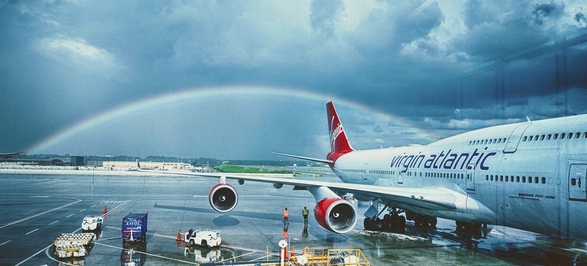 fosin2's tweet image. A fitting photo for pride month @atlairport @virginatlantic #boeing747 #boeing #b747 #thequeenoftheskies #travel #fly #spotting #avporn #planespotting #planespotter  #aviationphotography #aviationgeek #AvGeek #airlinegeeks #atlantaairport #rainbow #pridemonth