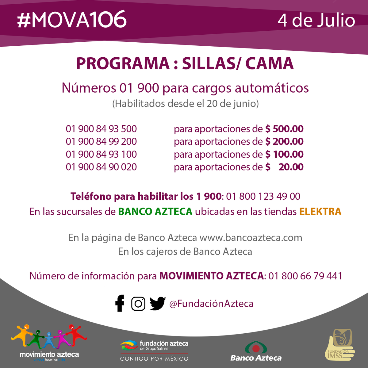 Únete este 4 de julio a nuestro #MOVA106 y juntos podemos brindarle comodidad a los familiares de pacientes hospitalizados. ¡Realiza tu donación aquí!: bit.ly/2X7iUGB