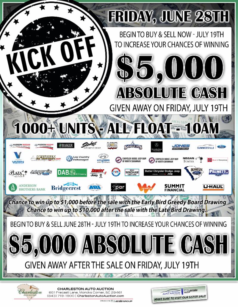 CharlestonAA's tweet photo. $5,000 Absolute Cash KICKOFF SALE this Friday! https://t.co/jdL8hqQJKy https://t.co/NGwzTIanZd