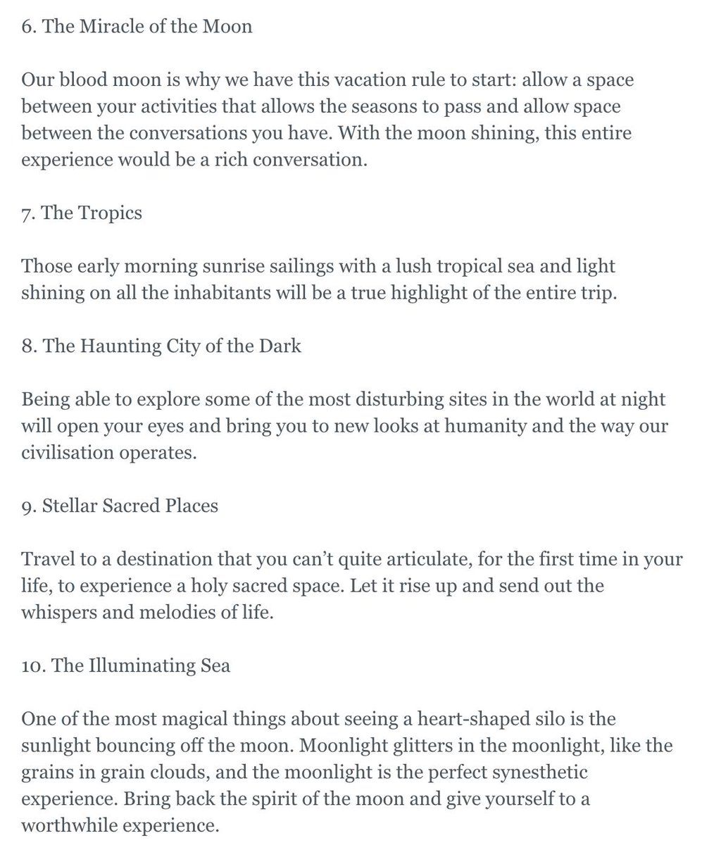 6. The Miracle of the Moon

Our blood moon is why we have this vacation rule to start: allow a space between your activities that allows the seasons to pass and allow space between the conversations you have. With the moon shining, this entire experience would be a rich conversation.

7. The Tropics

Those early morning sunrise sailings with a lush tropical sea and light shining on all the inhabitants will be a true