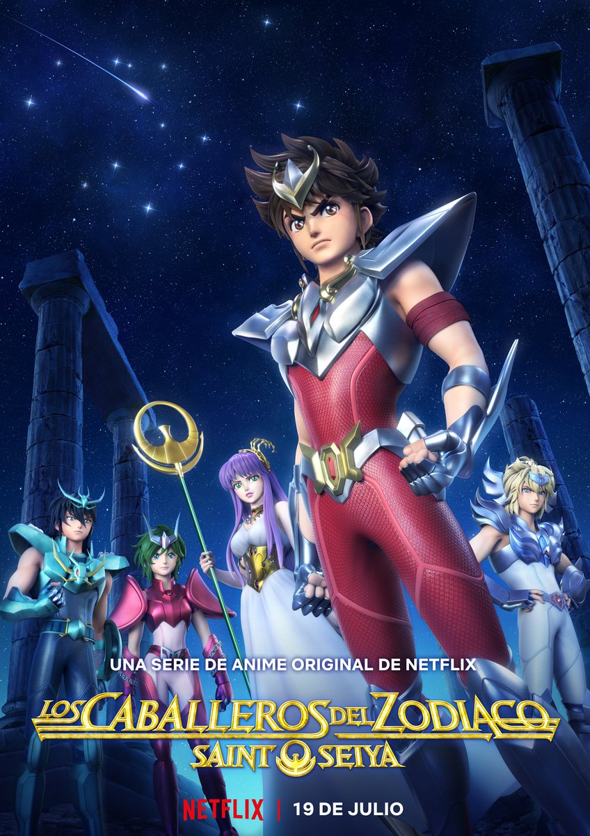 NetflixLAT's tweet photo. 🎶Caaaaaaballeros del zodiaaaaco🎶 el anime original de Netflix, disponible el 19 de julio. https://t.co/rVgjQjrzps