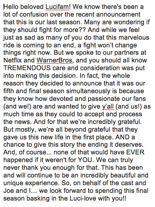 Ildymojo's tweet image. A message of love for our #Lucifans 🥰😈❤️ from me... @Henderson_Joe all the #Lucifer writers and our beautiful cast...  @tomellis17 @LaurenGerman   @LesleyAnnBrandt @RachaelEHarris @kevinmalejandro @dbwofficial @Aimee_Garcia and @ScarMestevez