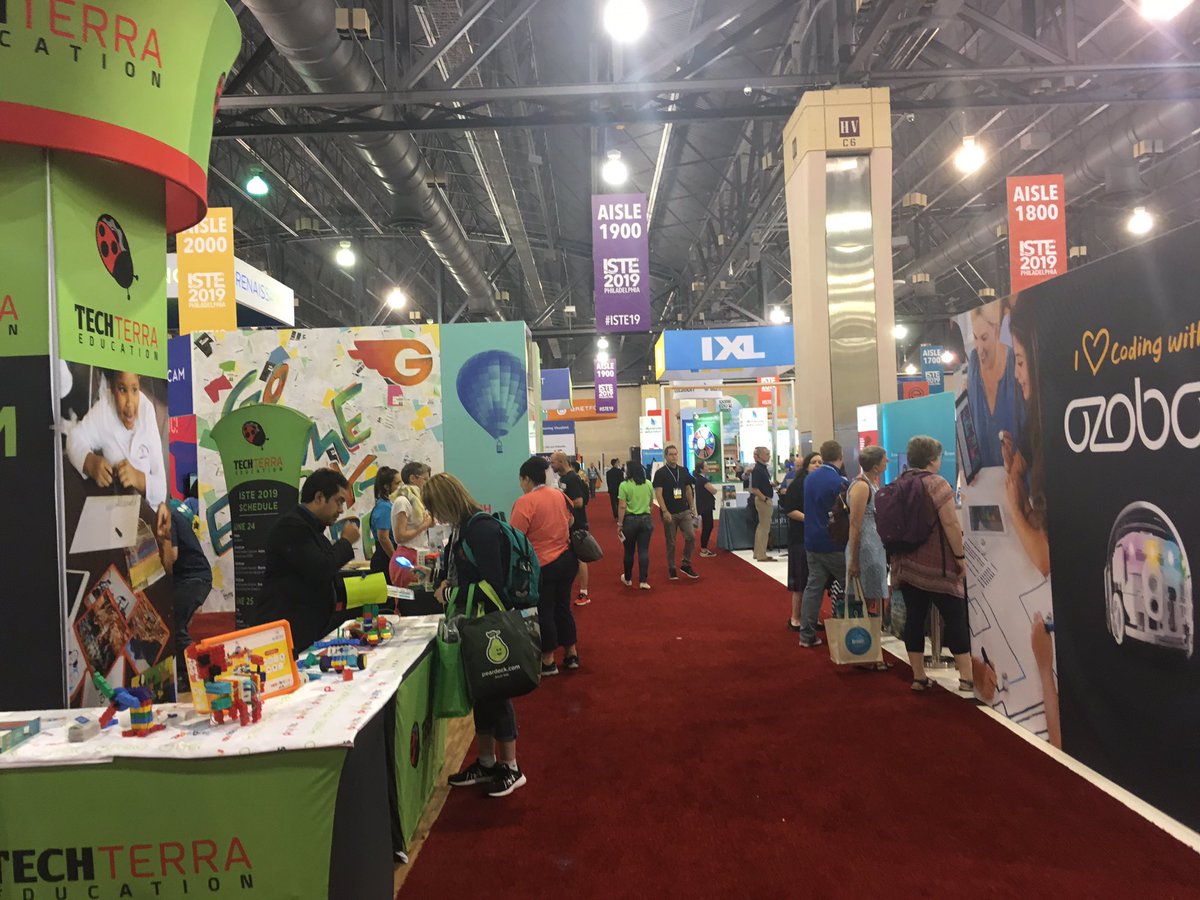 So much to take in at #Iste2019 Expo today! Came prepared to walk &  carry and then check out vendors and products—lots of cool new stuff and a lots of favorites with updates. Thanks for the #swag! @GetKahoot @Buncee @screencasto @tynker @WonderWorkshop @EmpaticoOrg @WeVideo