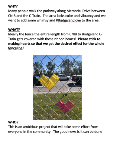 mcmillan_ali's tweet photo. CALLING ALL BRIDGELANDERS!  Do we have a project for you!  Show this unloved fence some #bridgelandlove . Participate at your leisure but you need to make a LOT of ribbon hearts! ;) @BRCAssociation https://t.co/OBReDl0vwD