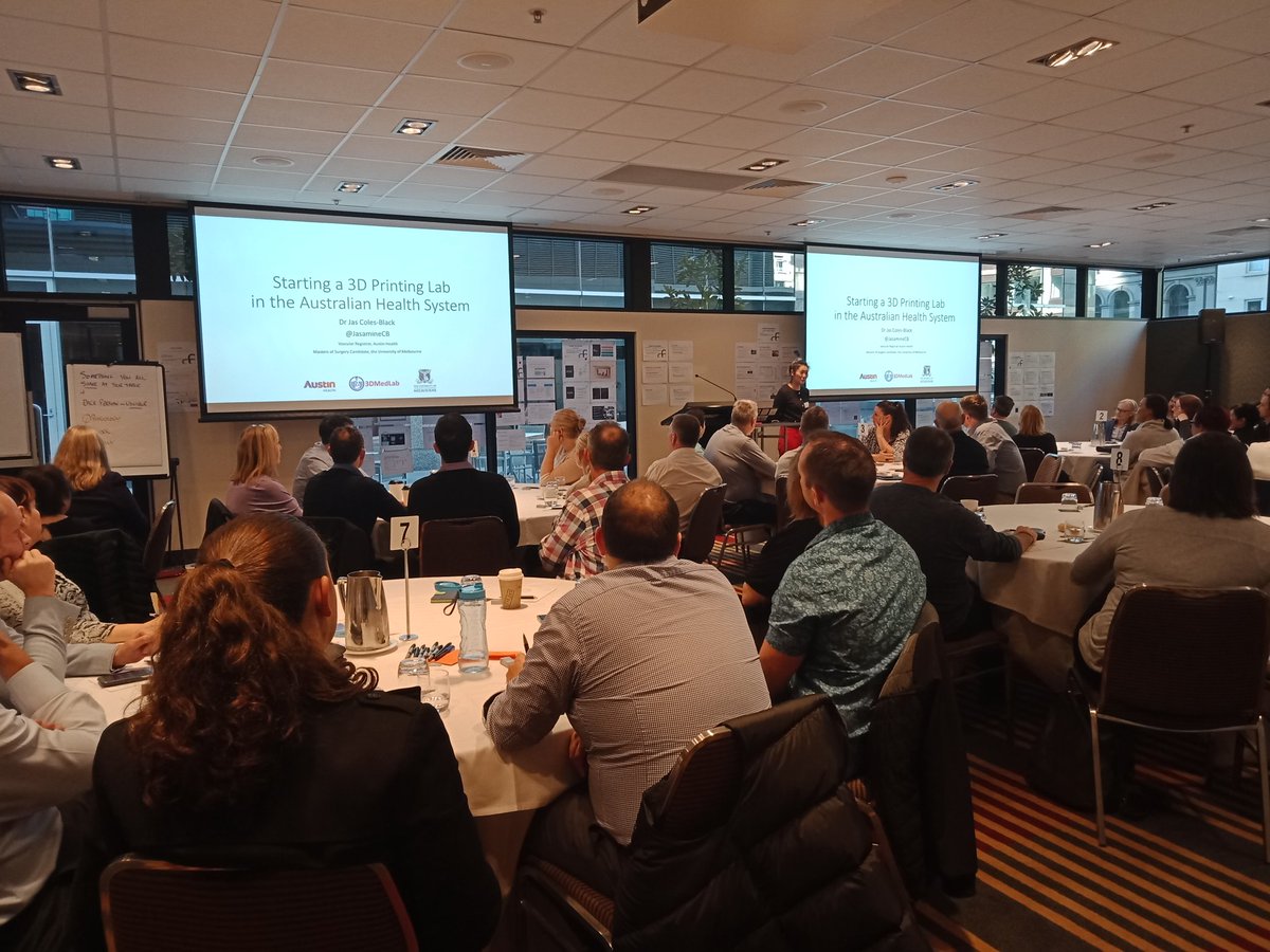 HealthRTable's tweet photo. Dr Jasmine Coles-Black presenting on the rise of 3D printing and the role of Medical Imaging!
#hrt1910 #healthroundtable https://t.co/WCX1vn1g4w