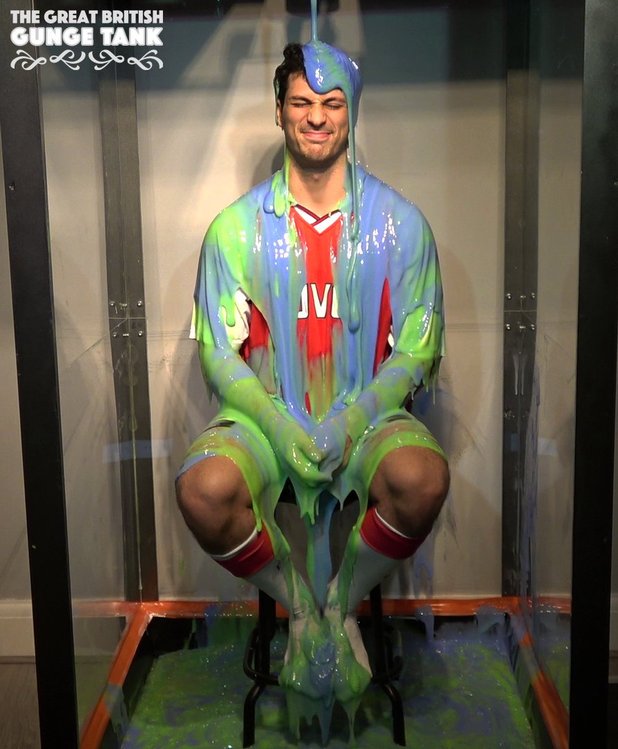 The Great British Gunge Tank on X: "Throwback to when Harvey borrowed his  dad's favourite Arsenal shirt without asking and wore it in the tank ??  #gunge #gunged #gungetank #slime #slimed #TBT