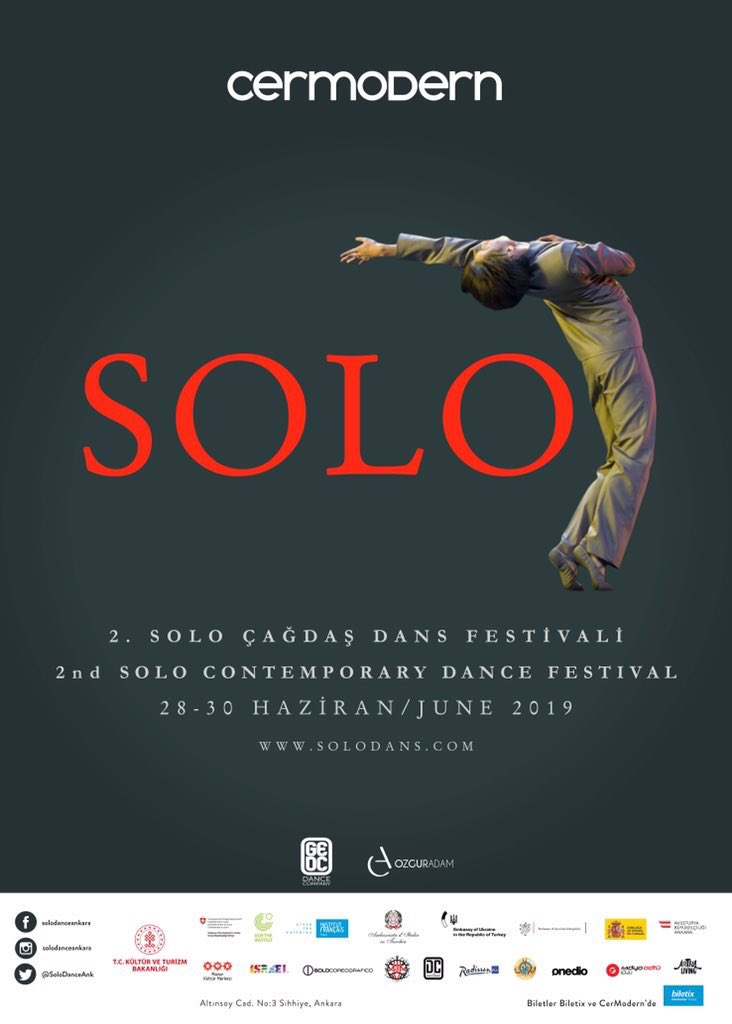 2.Uluslararası Solo Çağdaş Dans Festivali 28-30 Haziran tarihleri arasında CerModern Açık Hava Sahnesinde. 

Biletler biletix ve CerShop’ta. 

Bu tweeti RT eden ve bizi takibe alan 2 takipçimize çift kişilik davetiye hediye!