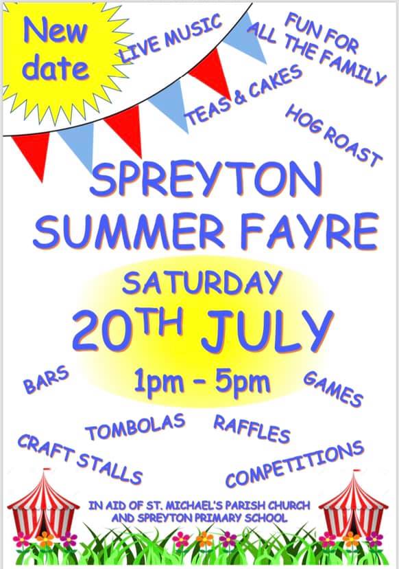 northdevonnow's tweet photo. ☀️ Spreyton Summer Fayre ☀️
With things to do for the whole family, don't miss out on Saturday 20th July!
#summer #fayre #spreyton #July #tombolas #raffles #bars #games #family #fun https://t.co/hWEQpJQ4Ki