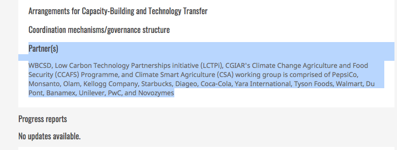 9/Here's a few of WBCSD's Partners:- Low Carbon Technology Partnerships initiative (LCTPi)- CGIAR's Climate Change Agriculture and Food Security (CCAFS) Programme- Climate Smart Agriculture (CSA) working group