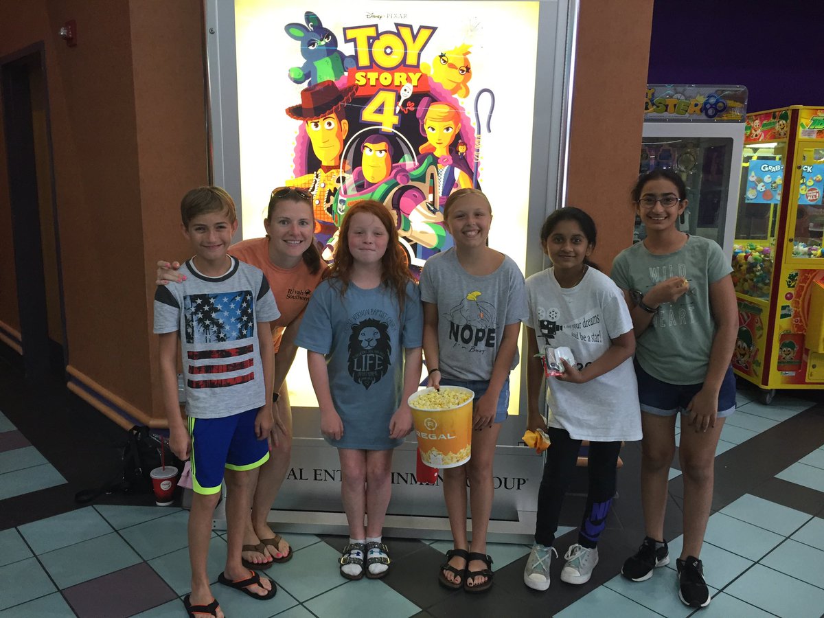 StrandFam_5th's tweet photo. It was so great to finish out the school year by going to see #ToyStory4 with a few of the kiddos. Can I just keep them in 5th forever?! #ilovesummer but #imissmystudents https://t.co/jAOmkrm7fH