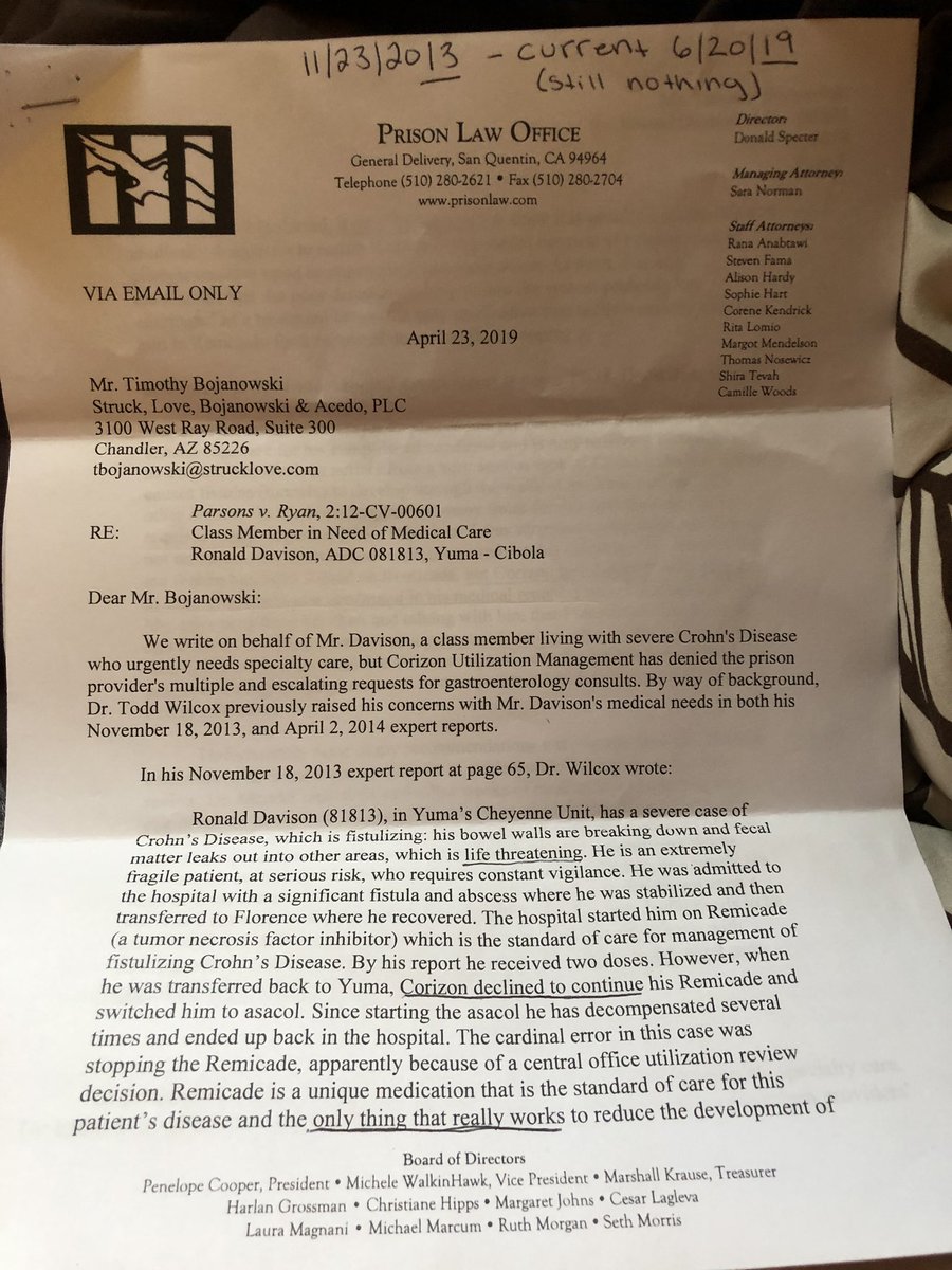 AZPSR's tweet photo. ADC &amp; Corizon Refuse to treat man with Crohn’s Disease!! Share, tag and retweet 💪🏻💪🏻#actualfactual #dontlethimdie #thishastostop #parsonsvsryan @AZCorrections @CorizonHealth @kgun9 @KVOA @KOLDNews @ArizonaMirror @AzPrison @AZprisonreform @azprisonwatch @WaltBlackmanAZ @dougducey https://t.co/jmpp6hR8gv