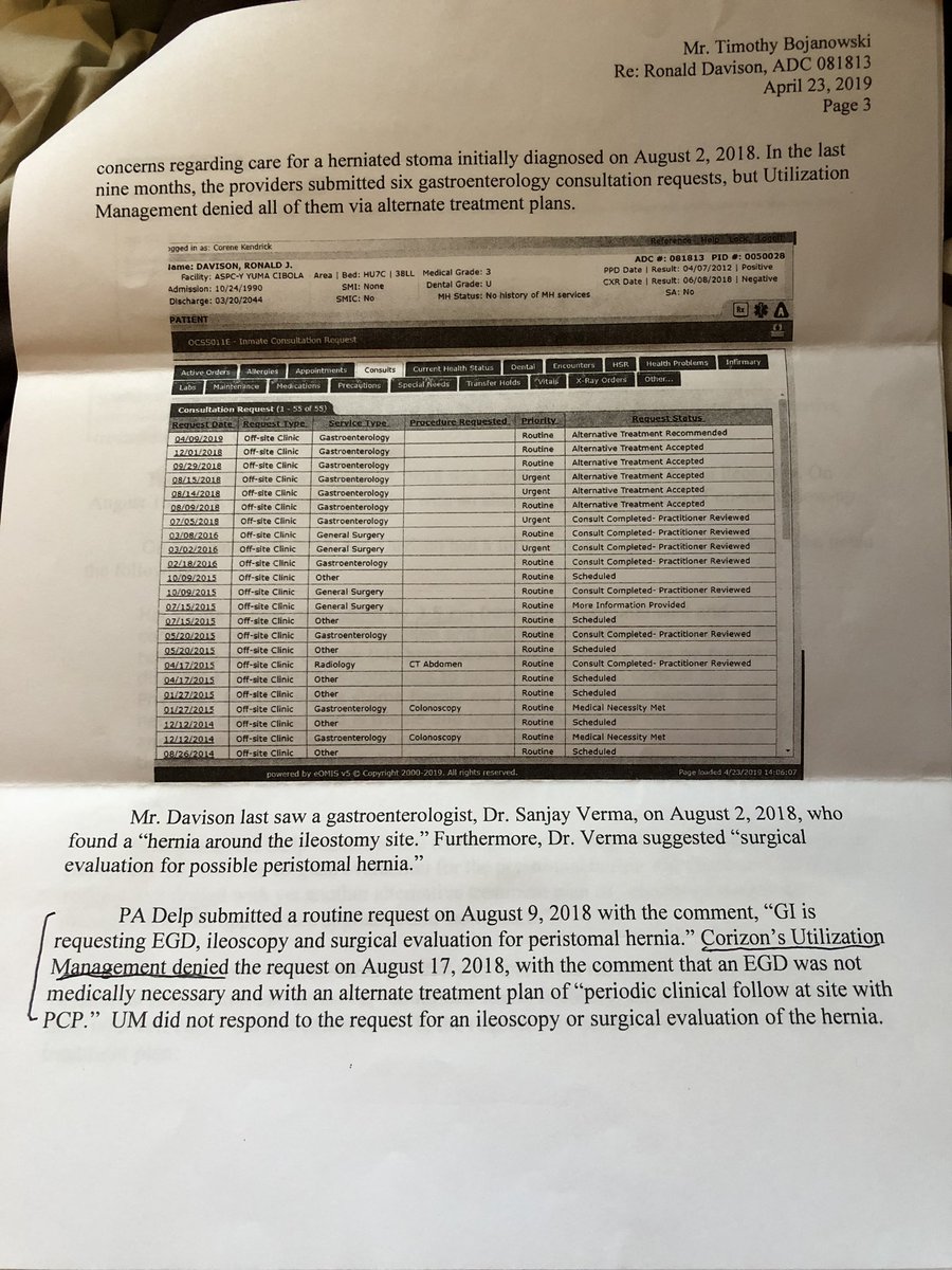 AZPSR's tweet photo. ADC &amp; Corizon Refuse to treat man with Crohn’s Disease!! Share, tag and retweet 💪🏻💪🏻#actualfactual #dontlethimdie #thishastostop #parsonsvsryan @AZCorrections @CorizonHealth @kgun9 @KVOA @KOLDNews @ArizonaMirror @AzPrison @AZprisonreform @azprisonwatch @WaltBlackmanAZ @dougducey https://t.co/jmpp6hR8gv
