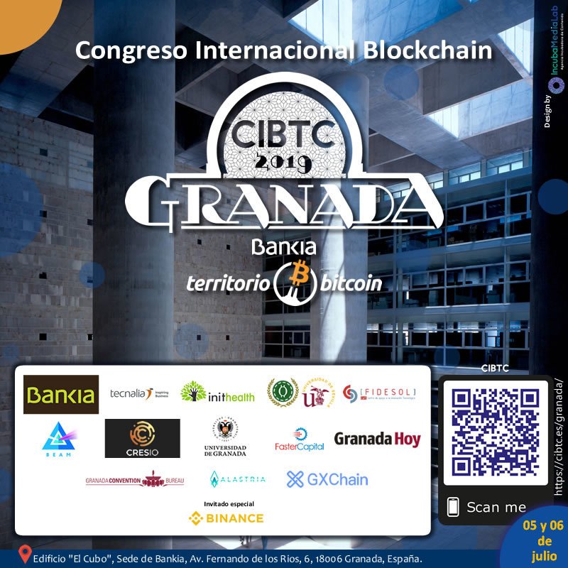 iMediaLabVe's tweet image. Te invitamos al Congreso Blockchain Internacional CIBTC en Granada, España. Visita su Web aquí: ift.tt/2KDh0vN Compra las entradas aquí: ift.tt/2ZImXei #CIBTC #Blockchain #Cripto #Tech #IA #Robotica #eSalud