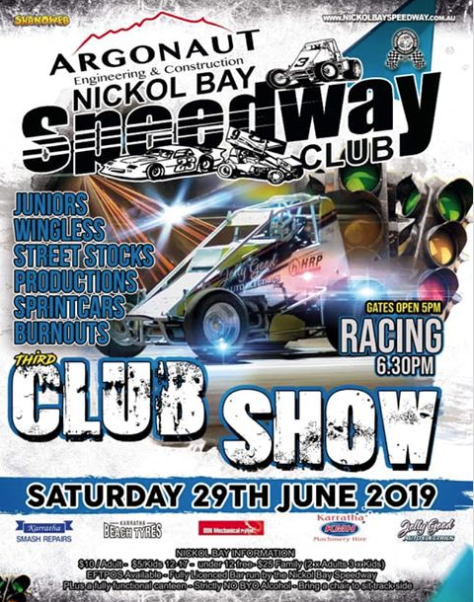 WASpeedway's tweet photo. NICKOL BAY SPEEDWAY Saturday 29th June More info at:
https://t.co/5L4QTVwDsI
@DLGSCsport @wasportsfed https://t.co/LJddvM5Uk1